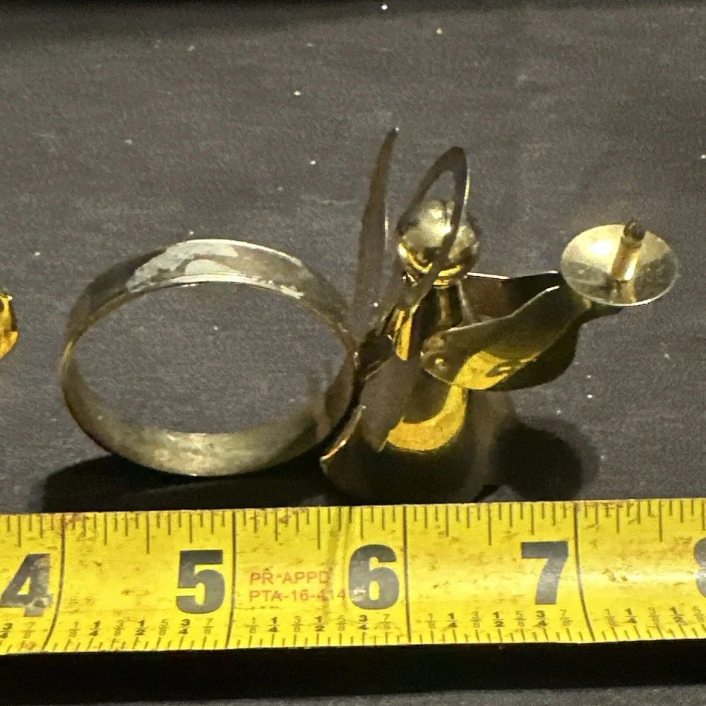 NAPKIN RINGS Lot 4 Gold Tone Angels Blowing Horns Christmas Table Set‎ Setting